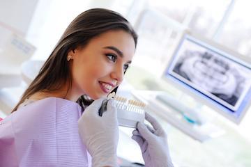 A picture of a lady undergoing internal- wall teeth whitening in Oatley, NSW