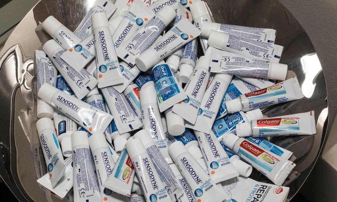 A picture of tooth pastes in CFS Dental, Oatley, NSW.